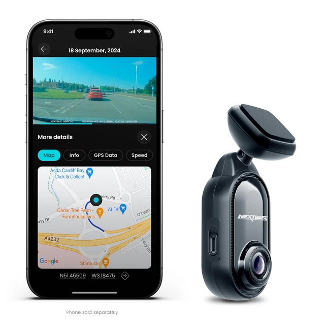 Alt view image 4 of 5 - Nextbase Piqo 2k Smart Dash Cam with App, Compact Design, 1440p Ultra-Wide Quad HD View with Smart Parking, Emergency SOS, and Voice Control