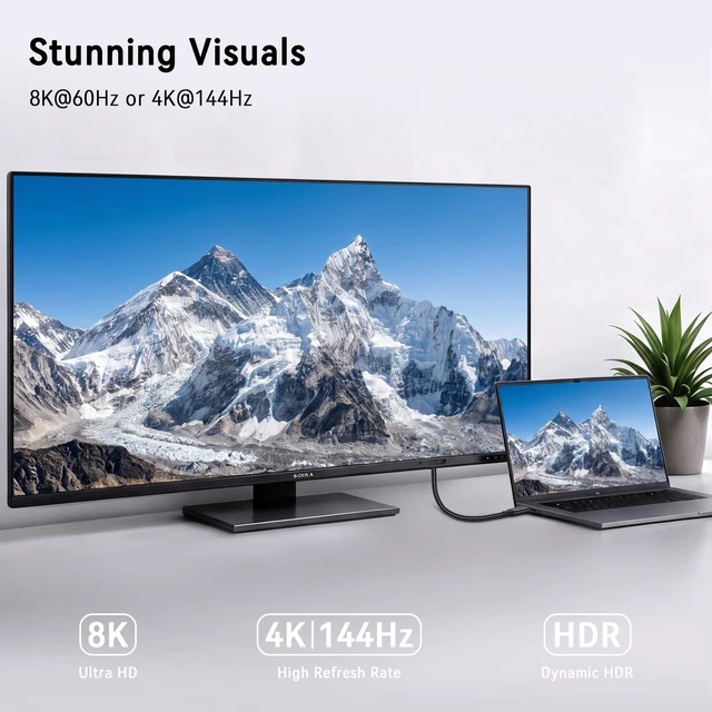 Alt view image 5 of 5 - USB 4 Cable(2 Pack,6FT) 8K@60Hz/4K@120Hz USB C Monitor Cable, 40Gbps Braided USB-C Data Transfer Cord, 240W PD Fast Charging for Samsung, MacBook Pro, SanDisk, Lenovo, HP, iPhone 16, Del