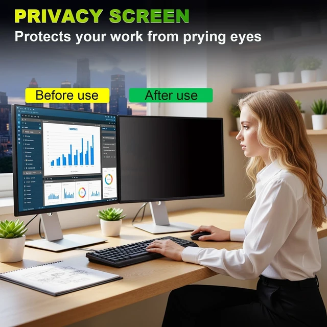 Alt view image 2 of 5 - 2 Pack Privacy Screen for 23.8 Inch 16:9 (52.8x29.7cm) computer Monitor