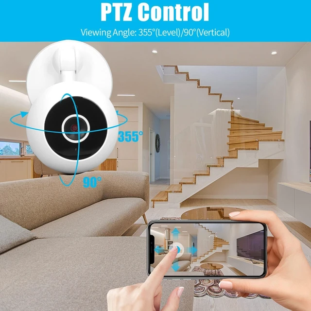 Alt view image 4 of 5 - Indoor Security Camera 360 Degree Walfront Smart Home Surveillance 1080P Two-Way Audio Real Time Alarm