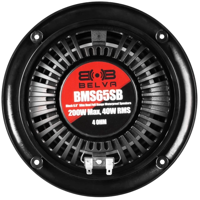Alt view image 3 of 5 - BELVA BMS65SB 400W Peak (80W RMS) 6.5" Shallow Mount 2-Way Black Coaxial Marine Speakers for Boats/ATV/UTV/SxS/Powersport