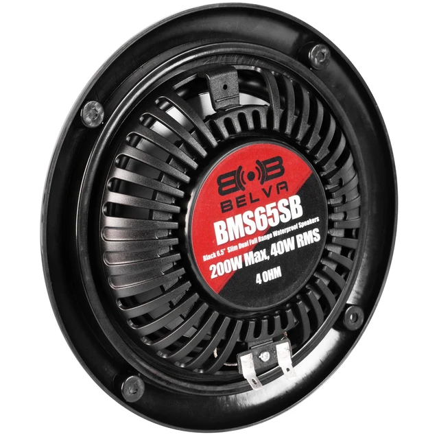 Alt view image 2 of 5 - BELVA BMS65SB 400W Peak (80W RMS) 6.5" Shallow Mount 2-Way Black Coaxial Marine Speakers for Boats/ATV/UTV/SxS/Powersport