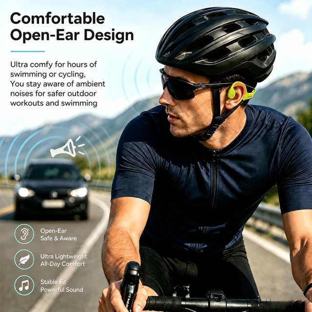 Alt view image 4 of 5 - Swimming Headphones Underwater, Open Ear Lap Swimming Earbuds Bluetooth6.0