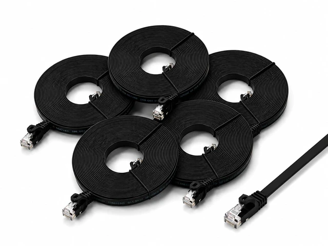 Main image of BRENDAZ Cat5e Ethernet Cable, 100ft. (5-Pack) Snagless Cat 5e Stranded Cord - Network Ethernet Patch Cable, Flat, 350MHz, UTP for PC, Server, Router, Modem, TV, PS5, Game Consoles (5pk, 100-Feet)