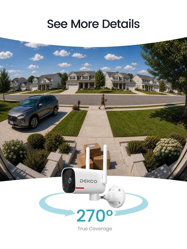 Alt view image 2 of 5 - DEKCO 2K Outdoor Security Cameras, Wired WiFi, 2 Pack