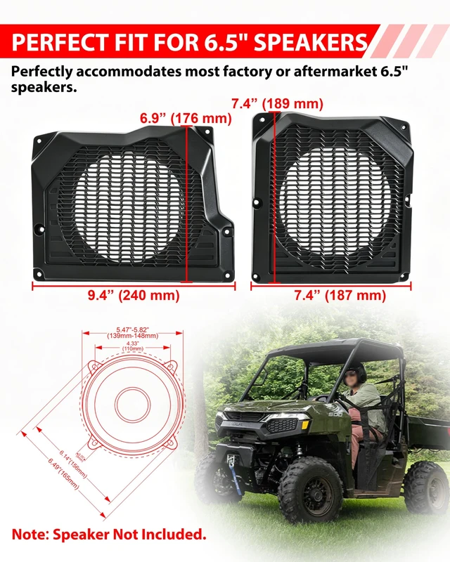 Alt view image 3 of 5 - KEWISAUTO 6.5" Under Dash Speaker Pod Enclosures Holder for Ranger 500 2026