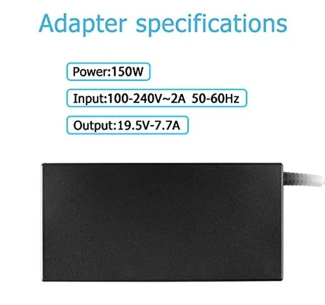 Alt view image 5 of 5 - 150W AC Charger Replacement for MSI GF75 Thin 8RC 8RCS 8RD 9SC 9RCX 9SCXK 9SCX 10SCX 10SCXR 10SCXK Bravo 15 17 Serie Pro 20 20E 22E 6NC 7NC GS63 GS73 Stealth 8RD GS63