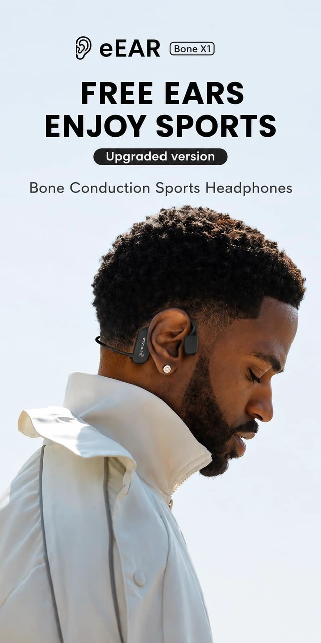 Alt view image 4 of 5 - WLV-TECH ePP-BC-X1 Bone Conduction Bluetooth Headphones, Open-Ear Wireless Sports Headset, Bluetooth 5.3, IPX5 Water Resistant, Lightweight 29g, Magnetic Charging, Black