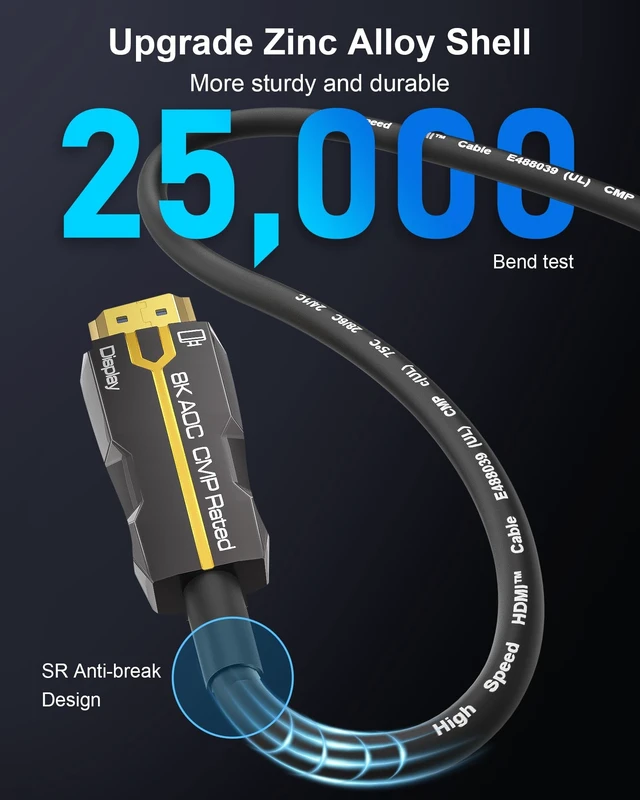 Alt view image 5 of 5 - Plenum Rated HDMI 2.1 Cable(CMP) 80FT 8K - Fiber Optic, High Speed 48Gbps