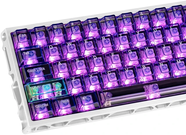 Main image of TICKTYYPE Purple Translucent Keycaps, Shine Through Keyboard Keycaps