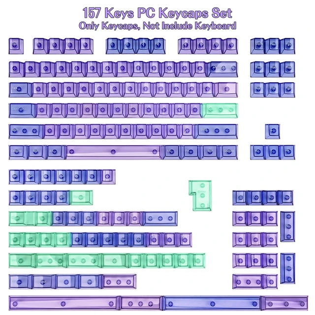 Alt view image 2 of 5 - TICKTYYPE Purple Translucent Keycaps, Shine Through Keyboard Keycaps