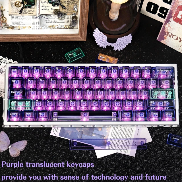Alt view image 3 of 5 - TICKTYYPE Purple Translucent Keycaps, Shine Through Keyboard Keycaps