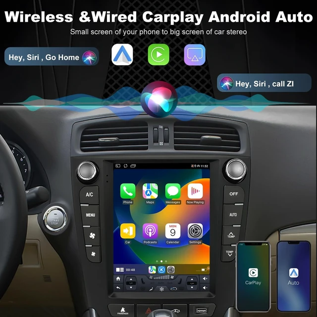 Alt view image 3 of 5 - 4+64G Upgrade 5GWifi Car Radio for Lexus IS250 IS300 IS350 2006-2012, Car Audio 9.7Inch Touch Screen Stereo Replacement Tesla Style, Wireless Carplay Android Auto Back up Camera GPS SWC FM Blue