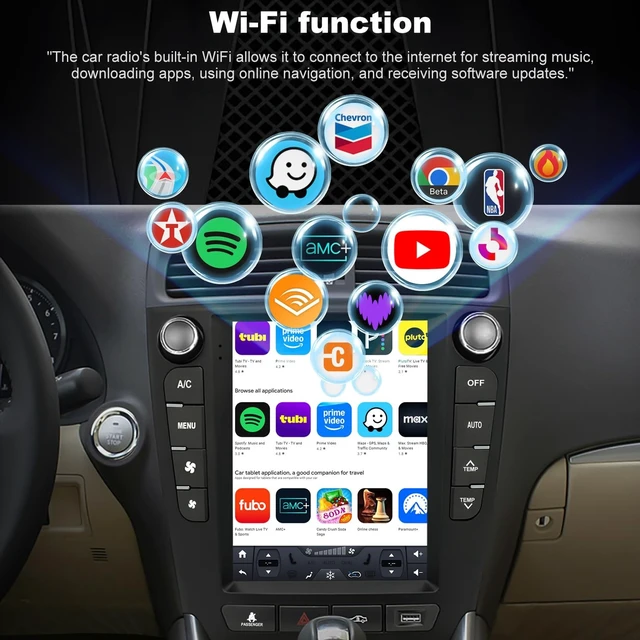 Alt view image 4 of 5 - 4+64G Upgrade 5GWifi Car Radio for Lexus IS250 IS300 IS350 2006-2012, Car Audio 9.7Inch Touch Screen Stereo Replacement Tesla Style, Wireless Carplay Android Auto Back up Camera GPS SWC FM Blue