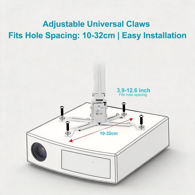 Alt view image 3 of 5 - bluedery Projector Ceiling/Wall Mount, Adjustable Height & Arms, White
