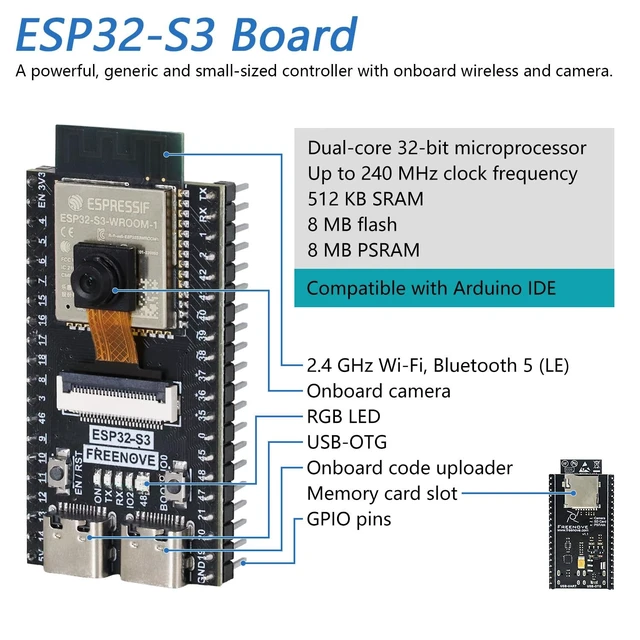 Alt view image 3 of 5 - Freenove ESP32 Kit ESP32-S3 Camera Board Ultimate Starter Kit
