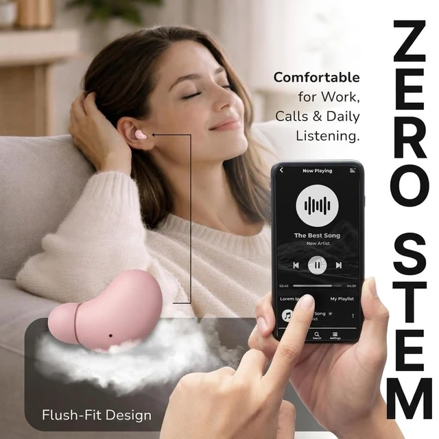 Alt view image 4 of 5 - VISOUND VionB Air Invisible Earbuds Wireless Bluetooth 5.4 for Small Ears, Mini Tiny Ear Buds, IPX5 Waterproof, Sound Isolating Fit, ENC Mic for Clear Calls, Discreet in-Ear Headphones (Rose Qu