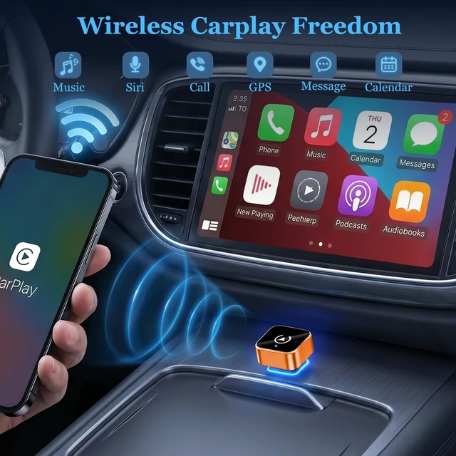 Alt view image 5 of 5 - 2026 Upgraded Wireless CarPlay Adapter for iPhone & Android Android Phone