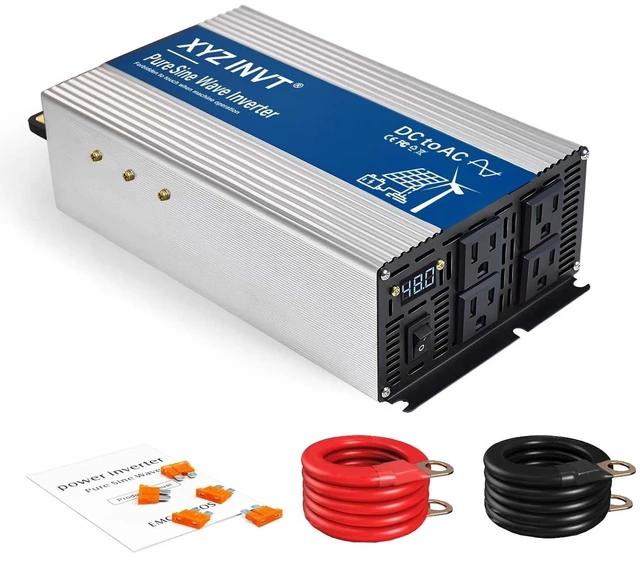 Alt view image 2 of 5 - XYZ INVT 2000W Pure Sine Wave Inverter DC 48V to AC 110V 120V, 4000W Peak Power Inverter with 4 AC Outlets and LED Display for Car, Truck, Solar, Home Off Grid Over 90% Efficiency