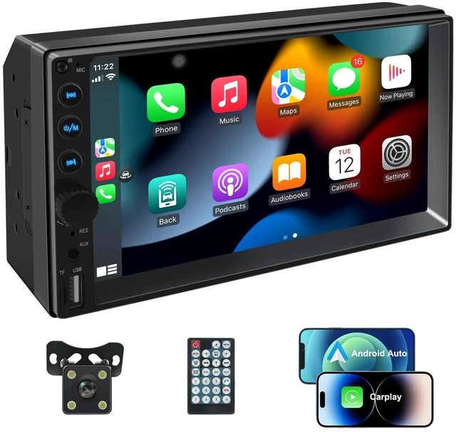 Main image of 7 inch Double Din Car Stereo,Carplay Screen for Car with Wireless Apple Carplay & Android Auto,Backup Camera,Car Audio Receivers with Voice Control, MirrorLink, Bluetooth, SWC, FM Car Stereo