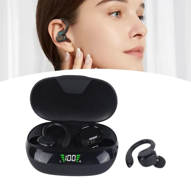 Alt view image 2 of 5 - Yunir Bluetooth Earbuds, Smart Noise Cancellation 4D Stereo Surround Sound Sports Headphones, Earphone with Earhooks Data Cable, for Sport Running Workout Gym
