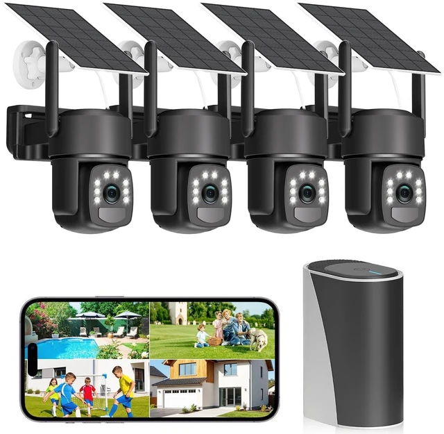 Main image of Leibuu Solar Security Cameras Wireless Outdoor,4 Cam-Kit,Solar-Powered,No Subscription,Home Security Cameras System with 4MP Color Night Vision,Auto Tracking,Spotlight & Siren,2.4 & 5G WiFi