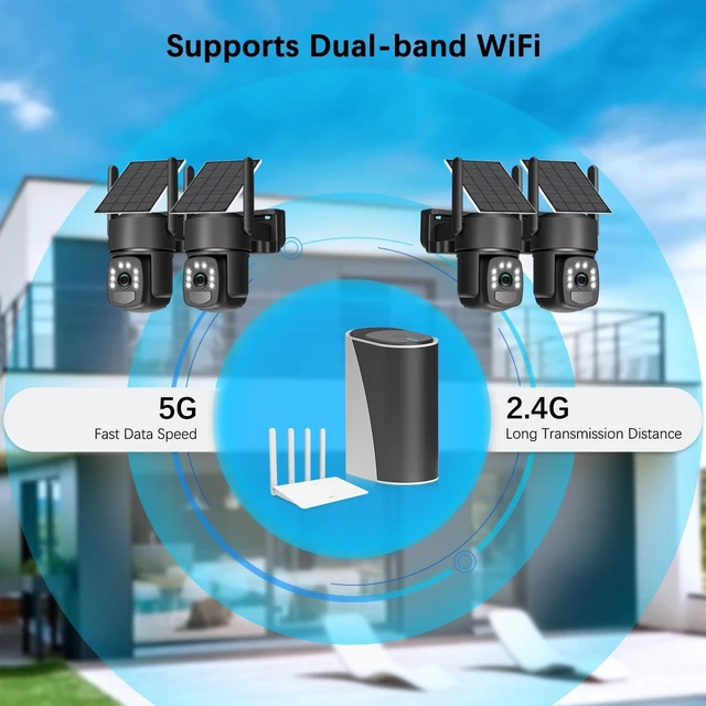Alt view image 5 of 5 - Leibuu Solar Security Cameras Wireless Outdoor,4 Cam-Kit,Solar-Powered,No Subscription,Home Security Cameras System with 4MP Color Night Vision,Auto Tracking,Spotlight & Siren,2.4 & 5G WiFi