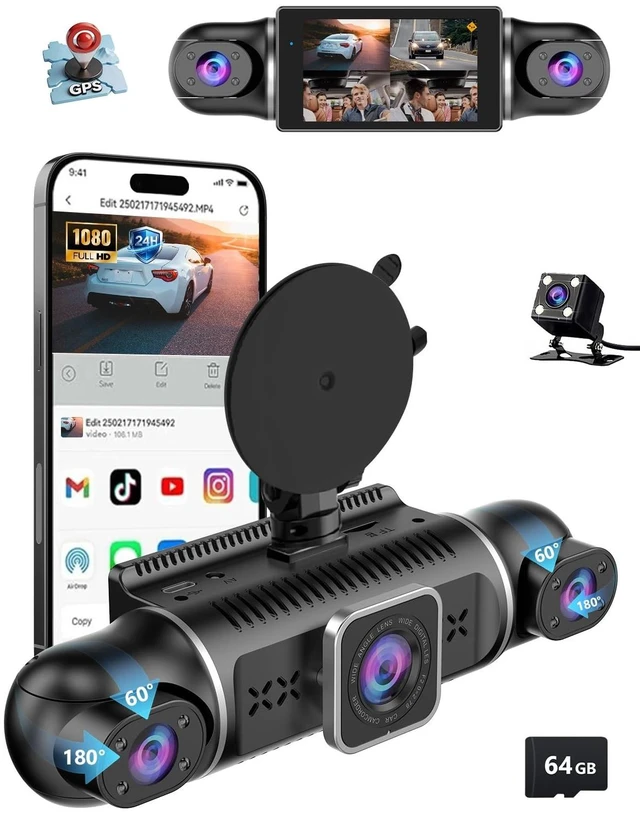 Main image of XGU 4 Channel Dash Cam 360 View, 4-Way Front Rear Inside Recording