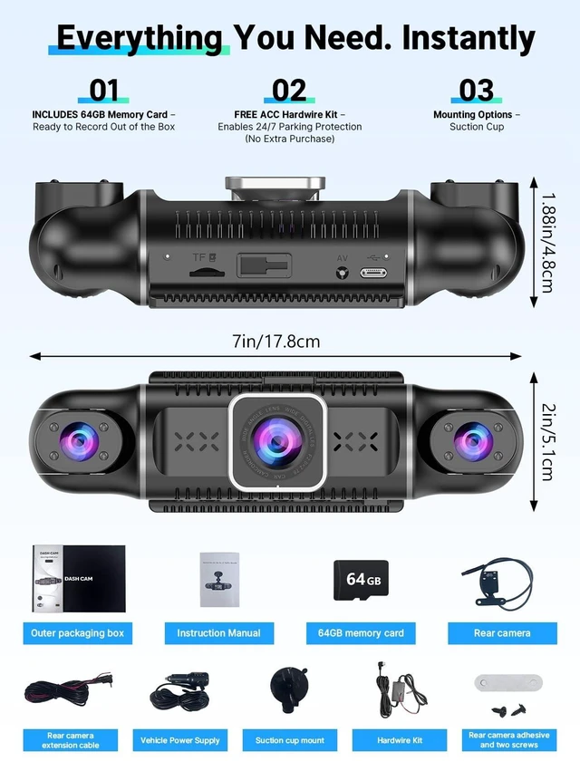 Alt view image 2 of 5 - XGU 4 Channel Dash Cam 360 View, 4-Way Front Rear Inside Recording