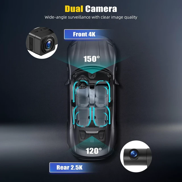 Alt view image 5 of 5 - 4K+2.5K Dual Dash Cam WiFi HD Car Dash Cam Front and Rear Car Camera