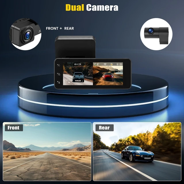 Alt view image 3 of 5 - 4K+2.5K Dual Dash Cam WiFi HD Car Dash Cam Front and Rear Car Camera