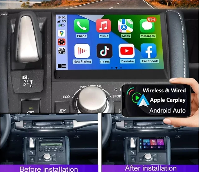 Alt view image 3 of 5 - 2+64GB Android Car Stereo for Lexus CT200H CT200 LHD 2011-2018, 7 inch Touch Screen Radio Multimedia Player Double Din Head Unit with CarPlay Android Auto GPS Bluetooth WiFi FM Backup Camera