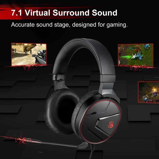 Alt view image 2 of 5 - Bloody G600i Wired Gaming Headset with Microphone, Black