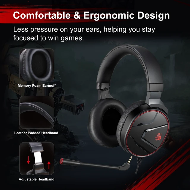 Alt view image 5 of 5 - Bloody G600i Wired Gaming Headset with Microphone, Black