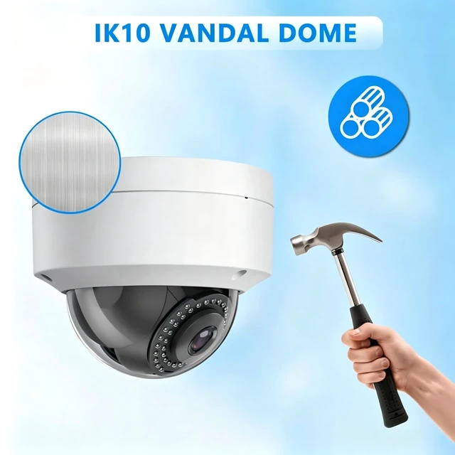 Alt view image 5 of 5 - Real HD Analog 4K Outdoor Security Camera, Vandal Dome 8MP CCTV-Coax-BNC, 2.8MM Lens 65ft Night Vision, 100 Angle, 4 in 1 (TVI/CVI/AHD/CVBS) DVR Required, Not Included