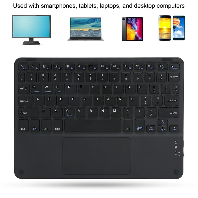 Alt view image 2 of 5 - Bluetooth Keyboard, MultiFunction Scissor Keyboard with Touchpad External Computer 10in Ultra-Slim Portable Keyboard(Black)