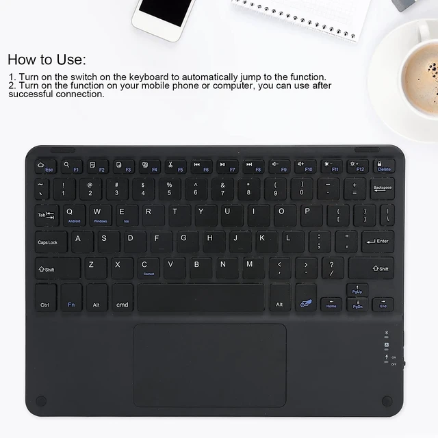 Alt view image 4 of 5 - Bluetooth Keyboard, MultiFunction Scissor Keyboard with Touchpad External Computer 10in Ultra-Slim Portable Keyboard(Black)
