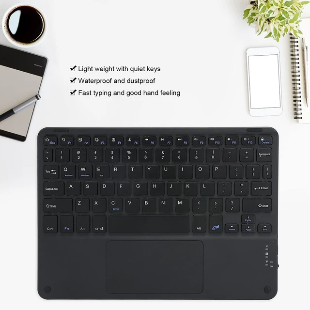Alt view image 5 of 5 - Bluetooth Keyboard, MultiFunction Scissor Keyboard with Touchpad External Computer 10in Ultra-Slim Portable Keyboard(Black)
