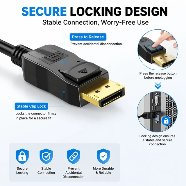 Alt view image 3 of 5 - 4K Displayport to HDMI Cable 6ft 10-Pack Uni-Directional DP to HDMI Cord 4K@30HZ 2K@120HZ 1080P HDR - Gold-Plated Male to Male HDTV for Dell Projector Desktop AMD NVIDIA Lenovo HP ThinkPad