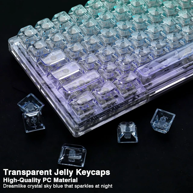 Alt view image 3 of 5 - Tsungup Crystal Clear Blue Keycaps - Jelly Custom Key caps Keyboard Keycap