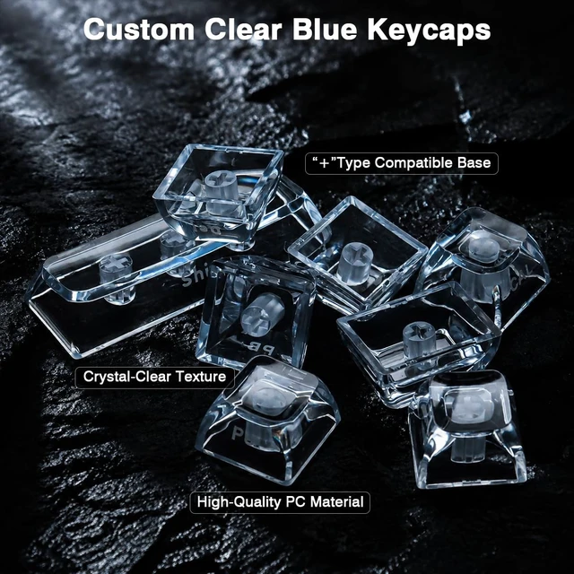 Alt view image 5 of 5 - Tsungup Crystal Clear Blue Keycaps - Jelly Custom Key caps Keyboard Keycap