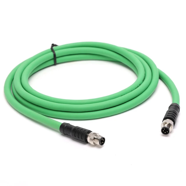 Alt view image 3 of 4 - HangTon M8 to M8 Patch Cord Cable for Beckhoff Actuator Sensor Industrial Automation EtherCAT EtherNet Profinet Fieldbus, A-Code Male 4pin to 4pin, PUR Shielded, 3M