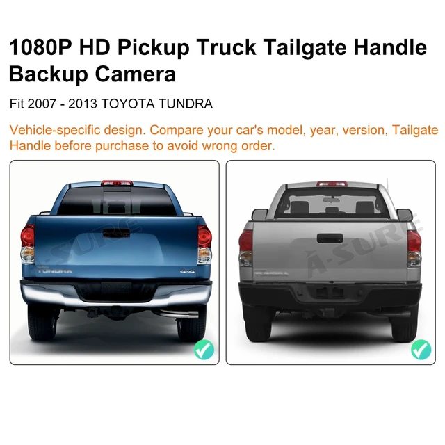 Alt view image 2 of 5 - ASURE Tailgate Handle Backup Camera for 2007-2013 Toyota Tundra