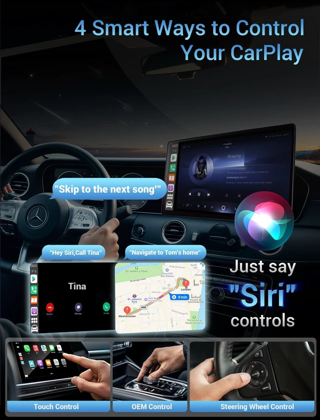 Alt view image 4 of 5 - Wireless CarPlay Adapter for Apple iPhone, Screen Mirror iOS 10+ for Car