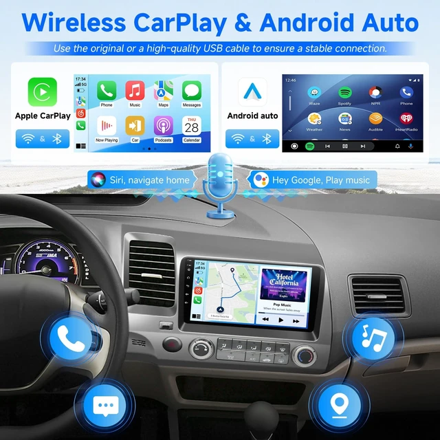 Alt view image 3 of 5 - VQU Android 15 Radios for Honda Civic 2006-2011 Stereo with Factory Screen