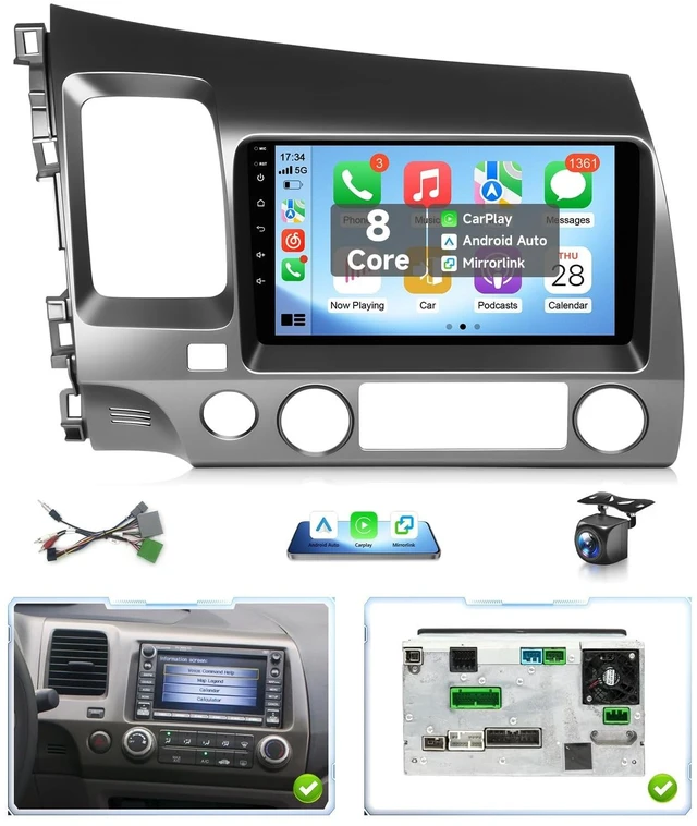 Main image of VQU Android 15 Radios for Honda Civic 2006-2011 Stereo with Factory Screen
