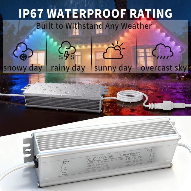 Alt view image 4 of 5 - 36V 3A AC for Govee H706A/B/C H705 Permanent Outdoor Light Power Adapter