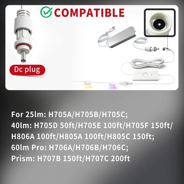 Alt view image 2 of 5 - 36V 3A AC for Govee H706A/B/C H705 Permanent Outdoor Light Power Adapter