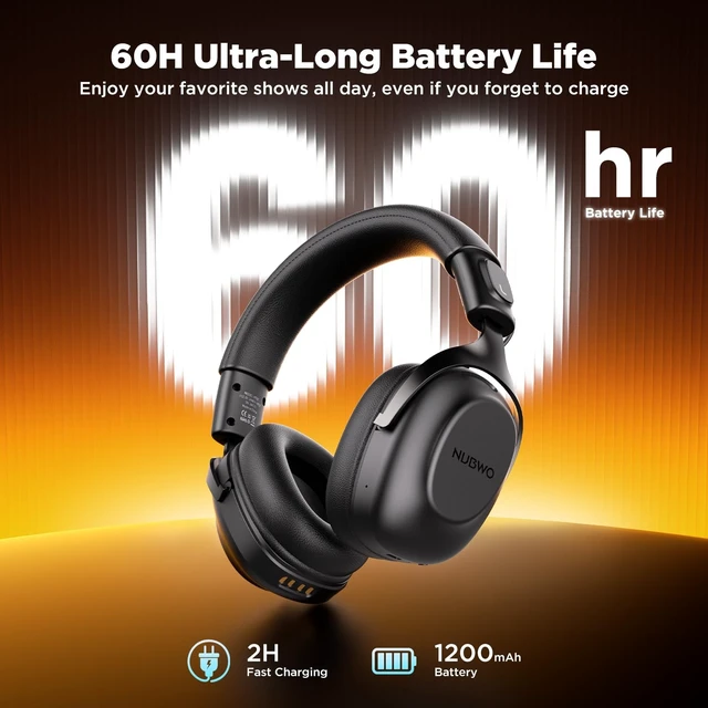 Alt view image 3 of 5 - NUBWO Wireless Over-Ear Headphones with Charging Base, 2.4GHz Bluetooth Headphones, 20ms Ultra Low Latency, 65H Playtime, Bluetooth 5.3, 3.5mm AUX
