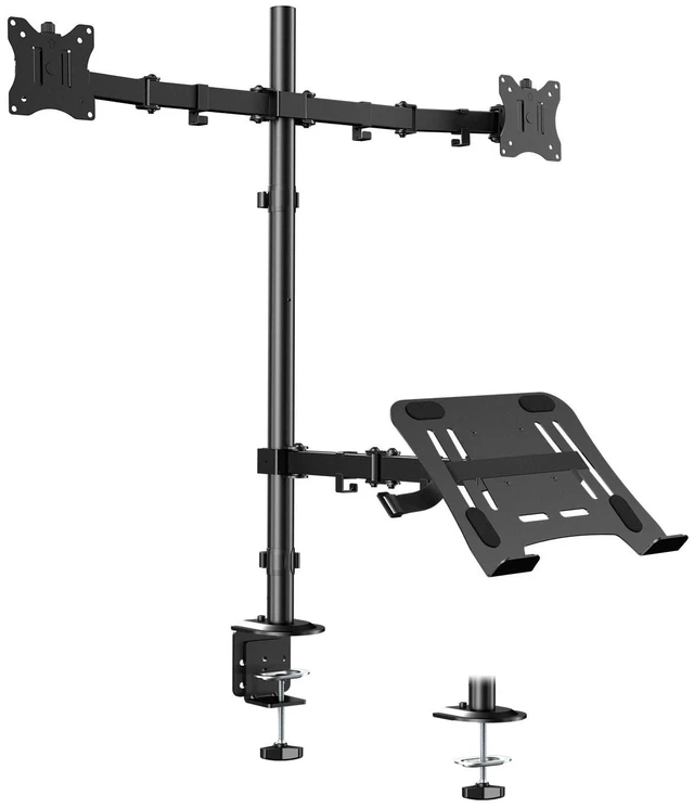 Main image of Dual Monitor and Laptop Desk Mount fits 17-32 Inch, Full Motion